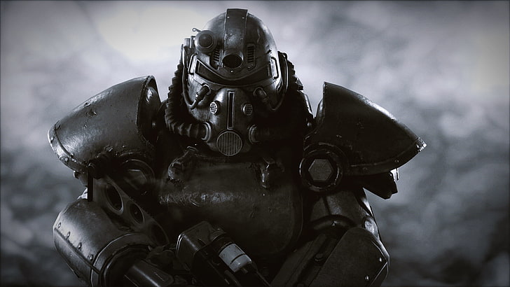 fond d'écran numérique robot noir, Fallout 76, Fallout, jeux vidéo, armure, armure électrique, Bethesda Softworks, Fond d'écran HD