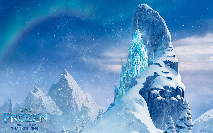 디즈니 겨울 왕국 Ice Castle 디지털 벽지, 겨울 왕국, Walt Disney, 2013, Cold Heart, Ice Castle, HD 배경 화면