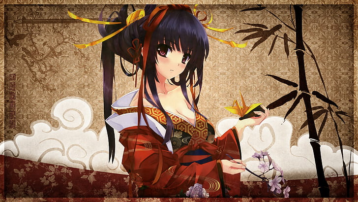 anime girls, kimono, anime, HD wallpaper