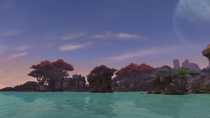 جسم مائي بالقرب من خلفية تكوين الصخور وألعاب الفيديو و World of Warcraft و World of Warcraft: Warlords of Draenor، خلفية HD