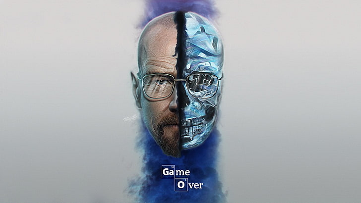 Game Over Face-illustration, Breaking Bad, Walter White, TV, skalle, HD tapet