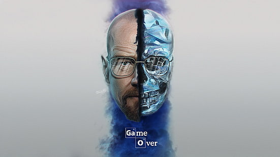 Game Over Face-illustration, Breaking Bad, Walter White, TV, skalle, HD tapet HD wallpaper