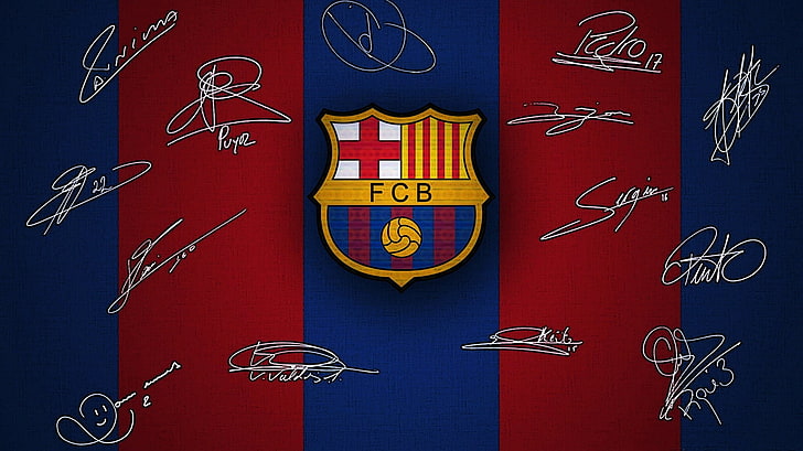 Logo FC Barcelona, ​​FC Barcelona, ​​klub sepak bola, olahraga, Spanyol, Catalunya, sepak bola, Wallpaper HD