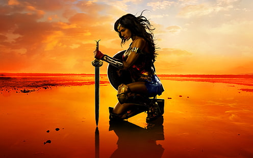 วอลล์เปเปอร์ Wonder Woman, Wonder Woman, Gal Gadot, ภาพยนตร์, การ์ตูนดีซี, วอลล์เปเปอร์ HD HD wallpaper