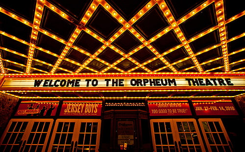 Memphis Lights Up, Welcome To the Orpheum Theatre LED sign, Stany Zjednoczone, Tennessee, Neon, Theatre, Stany Zjednoczone Ameryki, Memphis, Orpheum Theatre, Tapety HD HD wallpaper