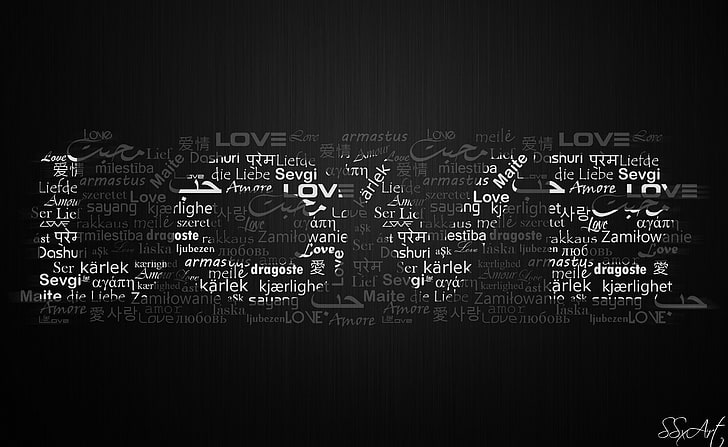 Love by SSxArt, love word cloud, Love, hd, ssxart, typography, amore, life, amour, 사랑, HD wallpaper