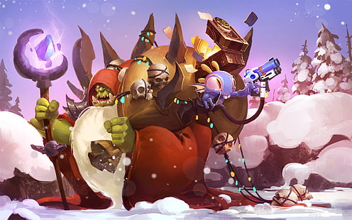 Winter Vail Heroes of the Storm wallpaper, holiday, new year, Christmas, Warcraft, Happy New Year, Orc, art, world of warcraft, warlock, hearthstone, heroes of the storm, 2016, From roses, murky, HD wallpaper HD wallpaper