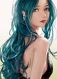 anime, meninas anime, Vocaloid, Hatsune Miku, cabelos longos, cabelos azuis, olhos azuis, HD papel de parede HD wallpaper