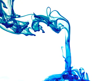 Blue Flow, peinture abstraite blanche et bleue, Aero, Blanc, Bleu, Sous, Eau, Débit, Goutte, gouttelette, tourbillon, Vortex, panasonic, wasser, blau, tropfen, goutte à goutte, farbe, inkdropsinwater, inkinwater, strudel, tinte, whirl, wirbel, Fond d'écran HD HD wallpaper