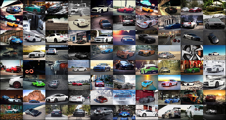 مجموعة متنوعة من السيارات المصبوبة ، سيارة ، نيسان سكاي لاين جي تي آر ، نيسان ، كولاج، خلفية HD