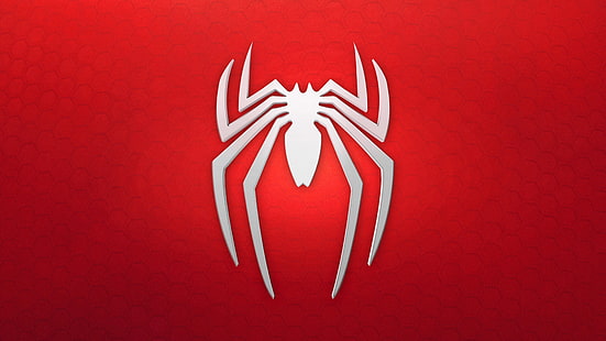スパイダーマンのロゴ、スパイダーマン、ロゴ、背景、赤、白、 HDデスクトップの壁紙 HD wallpaper