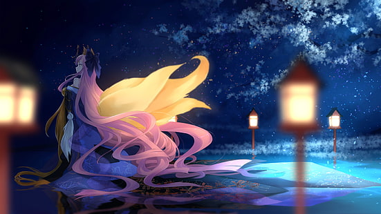 personaggio dei cartoni animati femminile dai capelli rosa, serie Fate, Fate / Extra, Caster (Fate / Extra), Tamamo no Mae, Sfondo HD HD wallpaper