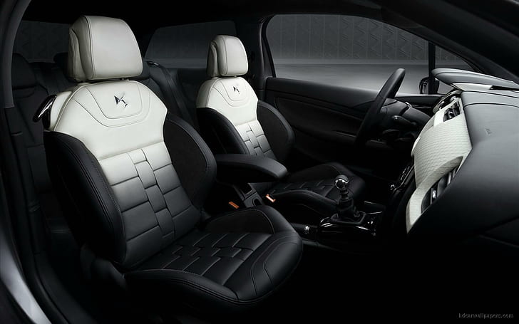 2009 Citroen DS Inside Concept Wnętrze, czarno-biały fotel kubełkowy, 2009, wnętrze, koncepcja, citroen, wnętrze, samochody, Tapety HD
