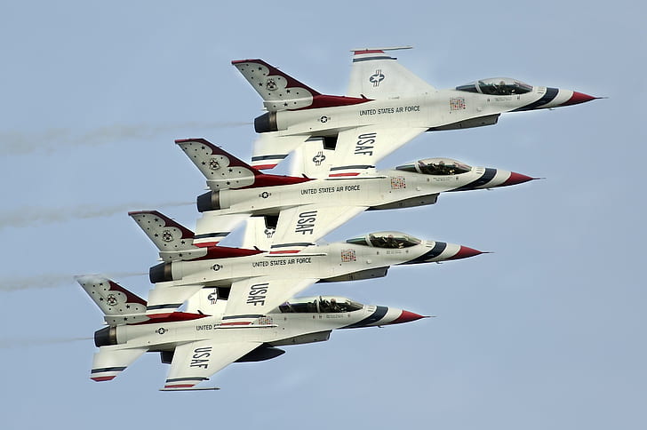 F-16, USAF, Thunderbirds, Aerobatic team, HD wallpaper