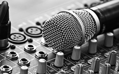 microfono dinamico, musica, studio, nero, microfono, bianco, Sfondo HD HD wallpaper