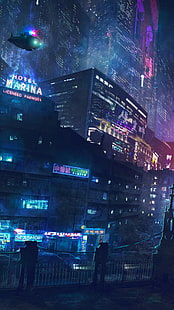 cyberpunk, karya seni, jalan, futuristik, gelap, fiksi ilmiah, dystopic, neo-tokyo, Wallpaper HD HD wallpaper