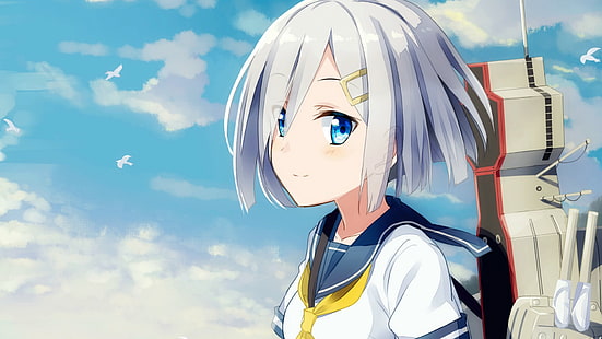 dziewczyna w mundurku szkolnym postać z anime, kolekcja Kantai, anime, Hamakaze (KanColle), Tapety HD HD wallpaper