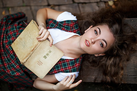 انظر ، فتاة ، وجه ، شعر ، كتاب ، مكسيم رومانوف ، ماكس رومانوف، خلفية HD HD wallpaper
