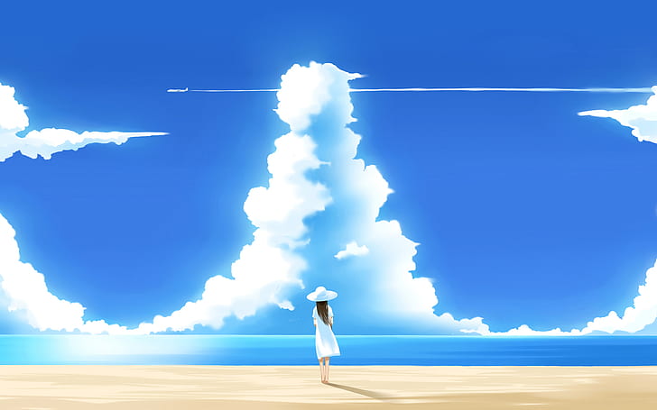 Blue Sky Clouds Anime HD, cartoon/comic, anime, blue, clouds, sky, HD wallpaper