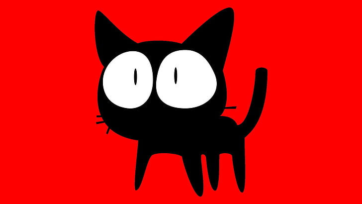 czarno-biała ilustracja emoji, FLCL, cat, Tapety HD