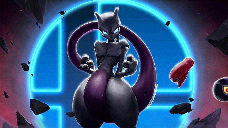 Mewtwo illustration, Super Smash Bros., Super Smash Bros. for Nintendo 3DS and Wii U, Mewtwo (Pokémon), HD wallpaper