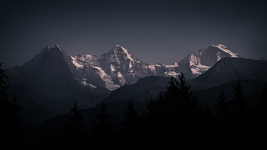 montañas cubiertas de nieve, montañas, pico nevado, naturaleza, paisaje, Fondo de pantalla HD HD wallpaper