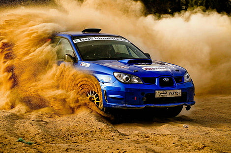 car, Subaru, Subaru Impreza WRX STi, dirt, vehicle, blue cars, numbers, rally cars, Rally, racing, sport, HD wallpaper HD wallpaper