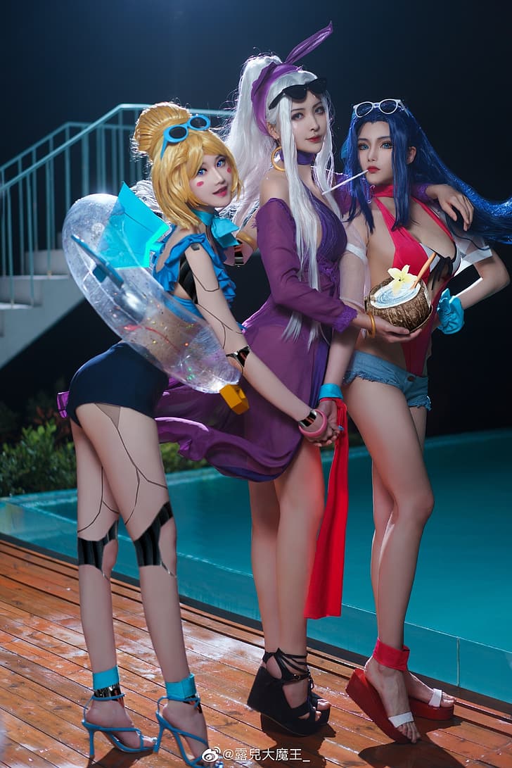 women, cosplay, League of Legends, Syndra (League of Legends), pool party, HD wallpaper