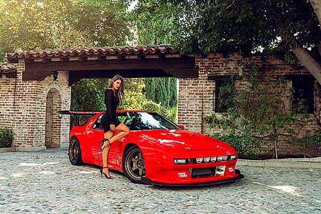 Bryn Fabbri, modelka, samochód, zmodyfikowany samochód, fotografia mody, moda, kobiety, nogi, Tapety HD HD wallpaper