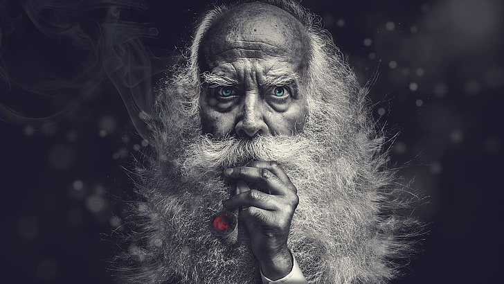 man smoking pipe wallpaper, selective coloring, old people, beards, men, pipe, HD wallpaper