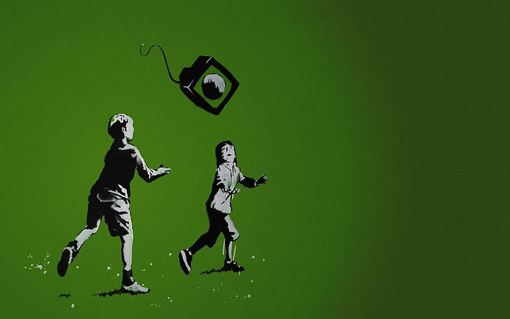 Banksy Graffiti Green HD, digital/artwork, green, graffiti, banksy, HD wallpaper