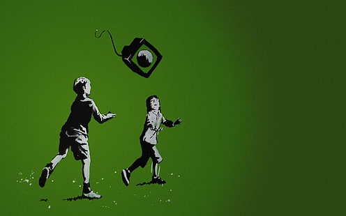 Banksy Graffiti Green HD, ดิจิตอล / งานศิลปะ, สีเขียว, กราฟฟิตี, Banksy, วอลล์เปเปอร์ HD HD wallpaper