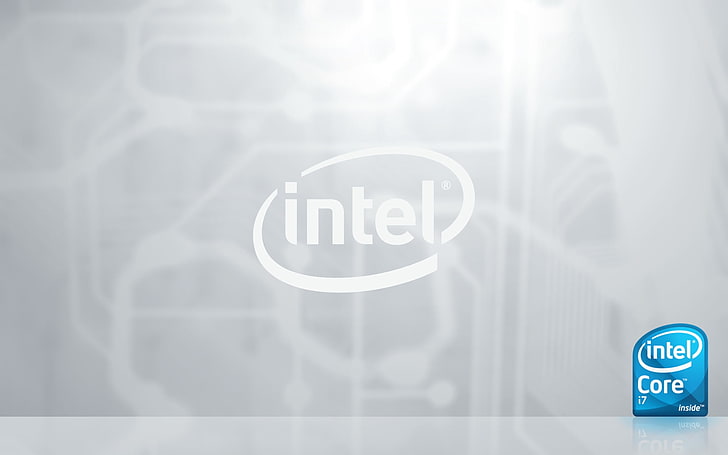 Logo Intel, Intel, azienda, processore, CPU, blu, grigio, Sfondo HD