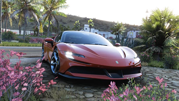 Forza Horizon 5, Ferrari SF90 Stradale, videogioco art, Sfondo HD