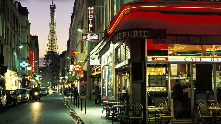 المدينة ، باريس ، الشارع ، برج إيفل، خلفية HD