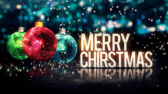 メリークリスマス、クリスマスボール、キラキラ、クリスマス、クリスマスの日、クリスマス、 HDデスクトップの壁紙 HD wallpaper