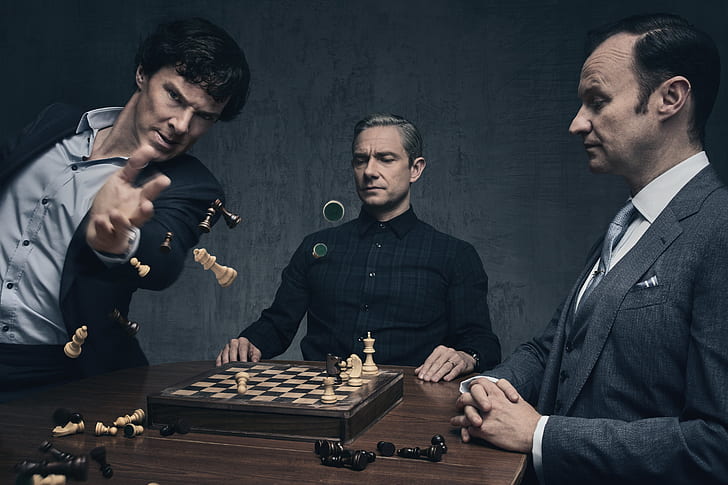chess, Sherlock Holmes, Martin man, Benedict Cumberbatch, Sherlock, Mark Gatiss, Mycroft Holmes, Sherlock BBC, John Watson, Sherlock (TV series), HD wallpaper