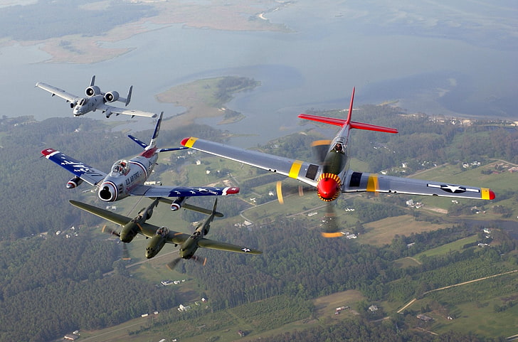 aviones de colores variados, aviones militares, exhibición aérea, Fairchild Republic A-10 Thunderbolt II, Fondo de pantalla HD