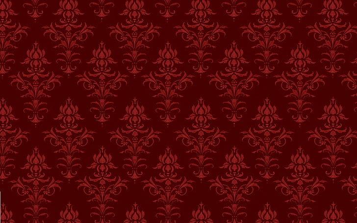 Gothic Victorian, print, floral, red, background, HD wallpaper