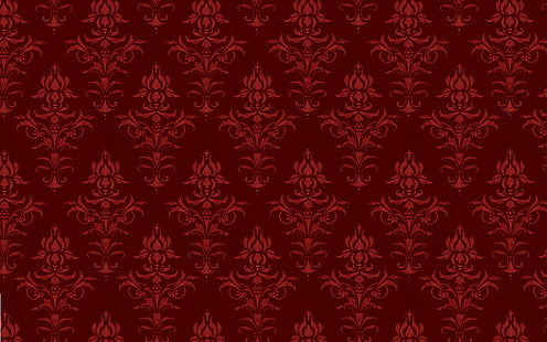 Gothic Victorian, print, floral, red, background, HD wallpaper HD wallpaper