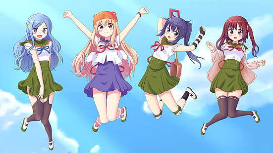 filles anime, Himouto!Umaru-chan, Doma Umaru, Nana Ebina, crossover, Gakkou Gurashi!, Fond d'écran HD HD wallpaper