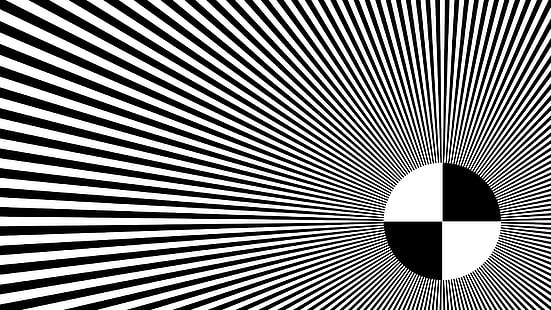 svart strålar tapeter, strålar, abstraktion, vit, svart, rund, hallucination, illusion, HD tapet HD wallpaper