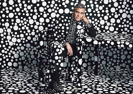 George Clooney, George Clooney, ator, sessão de fotos, ervilha, textura, HD papel de parede HD wallpaper