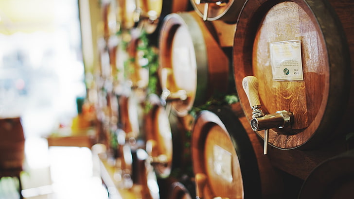 distribuidor de barril de vinho, barris, profundidade de campo, vinho, madeira, vintage, HD papel de parede