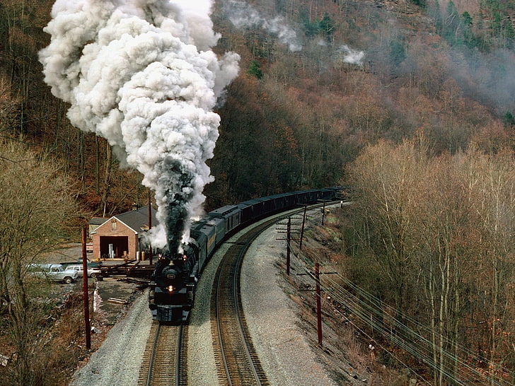 engine, railroad, steam, tracks, trains, vehicles, HD wallpaper