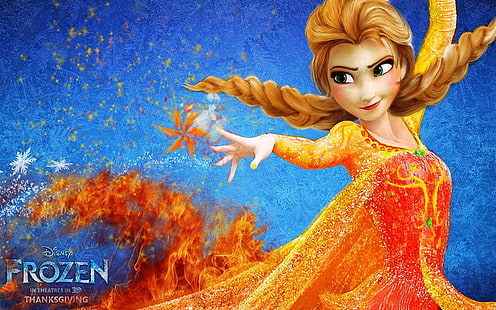 Frozen - Elsa Movie Ice, Fire, frozen disney, film congelati, frozen, film, disney, frozen elsa, elsa, fire, Sfondo HD HD wallpaper