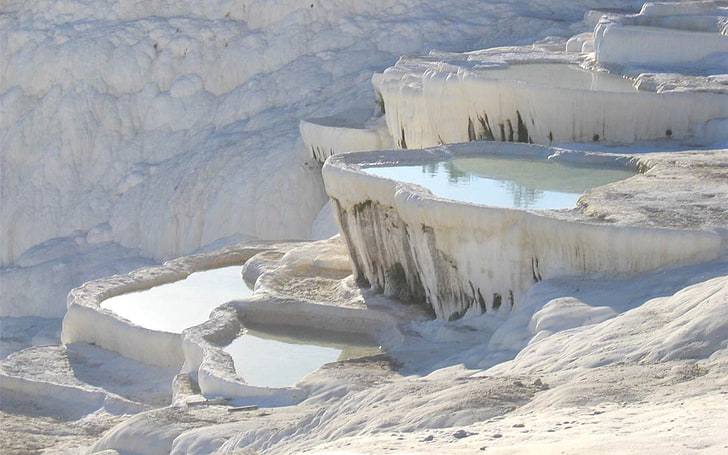 Pamukkale Denizli şehir fotoğrafçılığı HD duvar kağıdı 09, beyaz kaya oluşumu, HD masaüstü duvar kağıdı