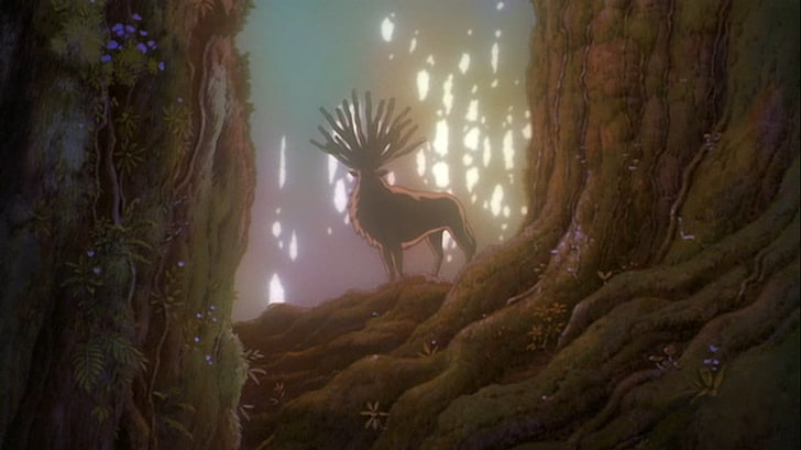 木の近くの鹿、もののけ姫、もののけ、スタジオジブリ、愛鷹、 HDデスクトップの壁紙