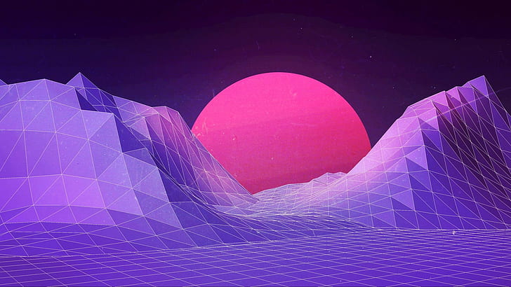 Tapete mit rosa Sternen, New Retro Wave, Neon, Synthwave, HD-Hintergrundbild