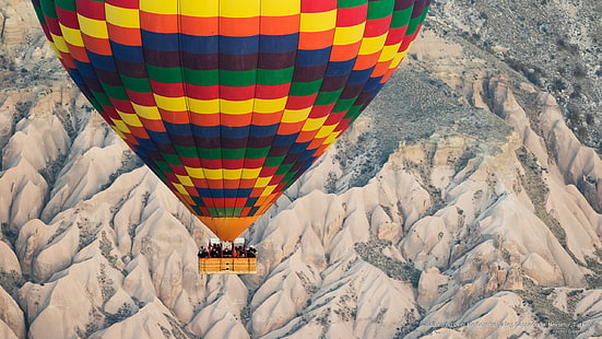 บอลลูนเหนือ Goreme Valley, Cappadocia, Nevsehir, Turkey, Transportation, วอลล์เปเปอร์ HD HD wallpaper